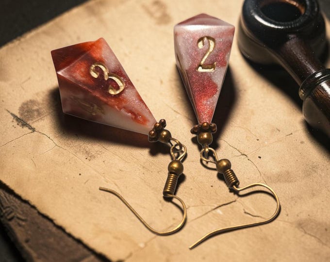 Relics of Casting | Handmade D&D Dice Earrings | Resin Polyhedral Dice Jewelry | RPG Gamer Gift | Fantasy Earrings | Tabletop Gaming