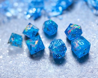 Blue Moon Shards, dice set, Sharp Edge Dice set, RPG Dice Set