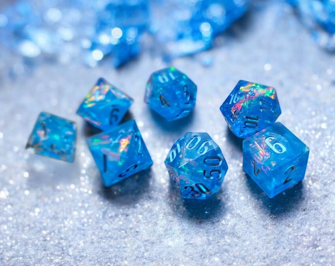 Blue Moon Shards, dice set, Sharp Edge Dice set, RPG Dice Set