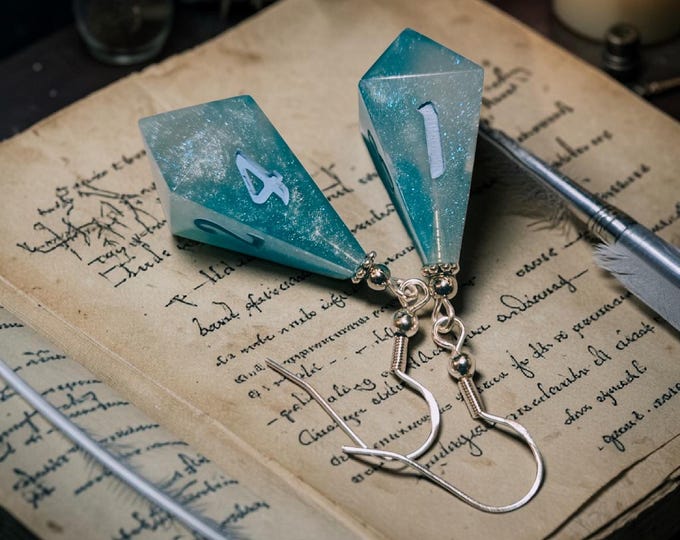 Relics of Casting | Handmade D&D Dice Earrings | Resin Polyhedral Dice Jewelry | RPG Gamer Gift | Fantasy Earrings | Tabletop Gaming