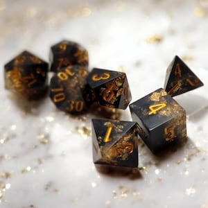 The Obsidian Rose Ore, Dice Set, Sharp Edge Dice set, RPG Dice Set
