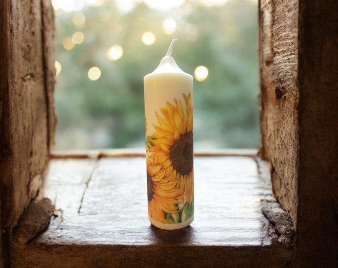 New* Sun Flower Pillars, Candle Set of 1-2