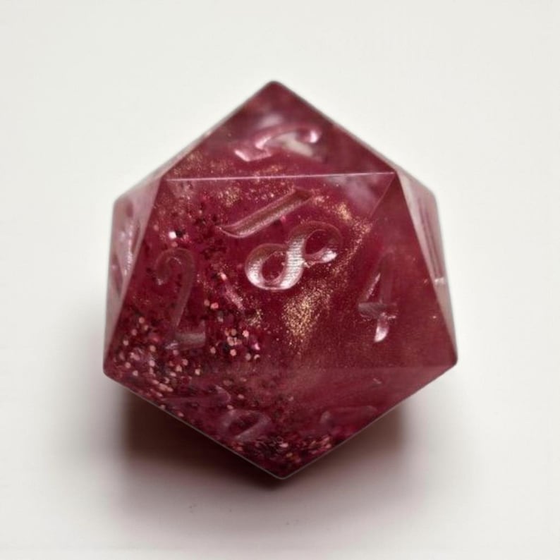Heart of the Veil RPG Dice Set - Pink Glitter Sharp Edge Resin Polyhedral Dice image 2