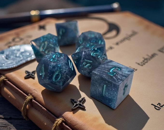 Regal Pixy Spheres Dice Set -  Sharp Edge Resin RPG Dice with Custom D4 Choice