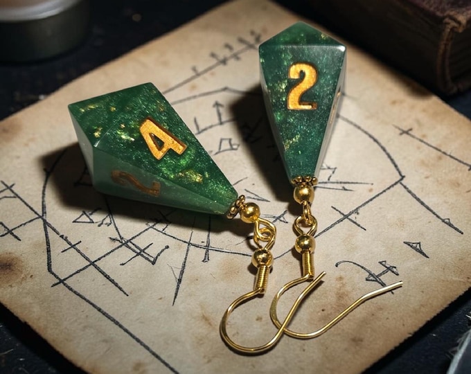 Relics of Casting | Handmade D&D Dice Earrings | Resin Polyhedral Dice Jewelry | RPG Gamer Gift | Fantasy Earrings | Tabletop Gaming