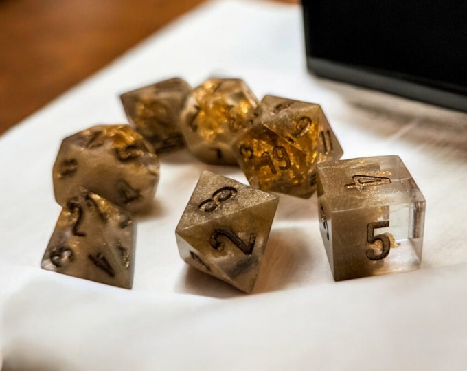 Dirty Ice ingots - Fusion Shards, dice set, Sharp Edge Dice set, RPG Dice Set