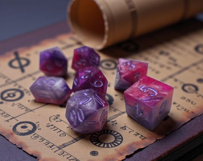 Blooming Iris Sprout Sharp Edge Dice Set - Botanical RPG Dice, Crystal Shard or Triangle D4 Options
