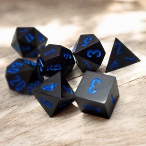 The Azure Raven Set, Dice Set, Sharp Edge Dice set, RPG Dice Set
