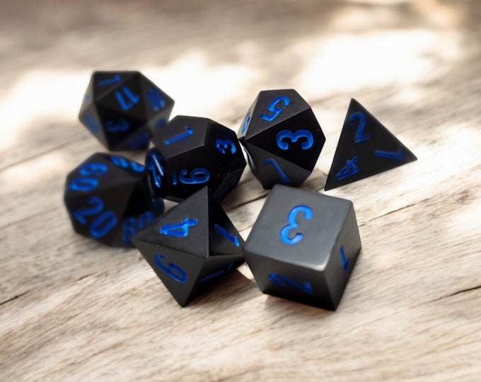The Azure Raven Set, Dice Set, Sharp Edge Dice set, RPG Dice Set