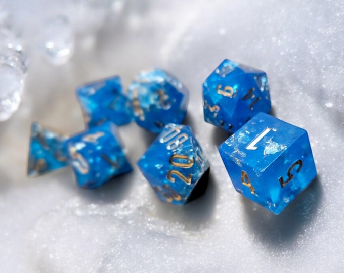 The Ice Maiden, Dice Set, Sharp Edge Dice set, RPG Dice Set