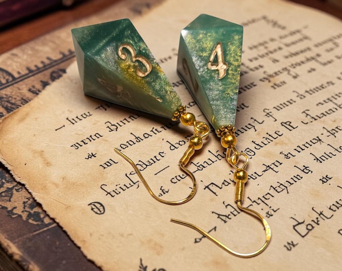 Relics of Casting | Handmade D&D Dice Earrings | Resin Polyhedral Dice Jewelry | RPG Gamer Gift | Fantasy Earrings | Tabletop Gaming