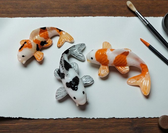 Mini Koi Fish Resin Set - Pond & Zen Garden Decor, Set of 3 Mystical Water Companions