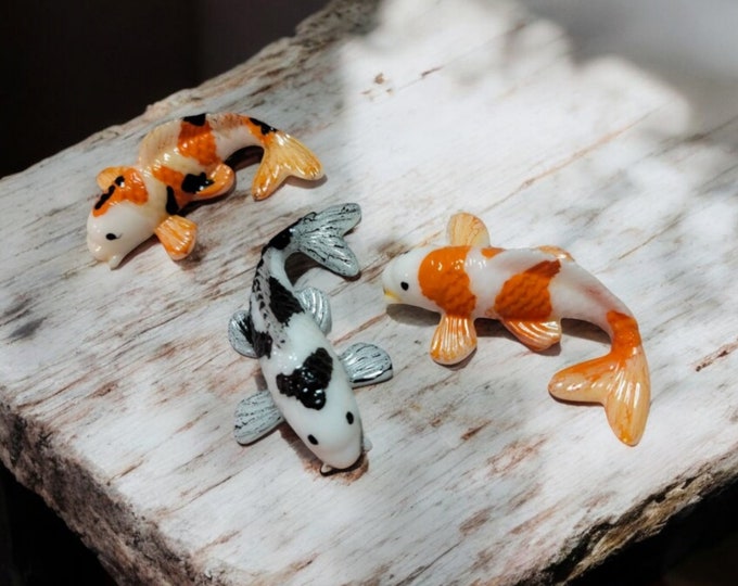 Mini Koi Fish, Resin Set of 3, Pond Décor, water sinking, Zen Garden
