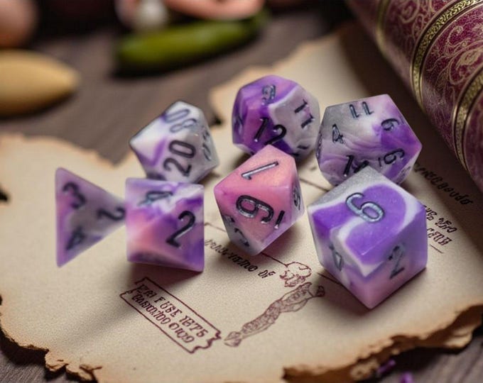 Astral Whispers Sharp Edge Dice Set - Handmade Resin RPG Dice for Dungeons and Dragons, DnD, Pathfinder, TTRPG