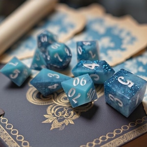Aetherborn Shards Sharp Edge Dice Set - Crystal RPG Polyhedral Dice for DnD, Pathfinder, TTRPG
