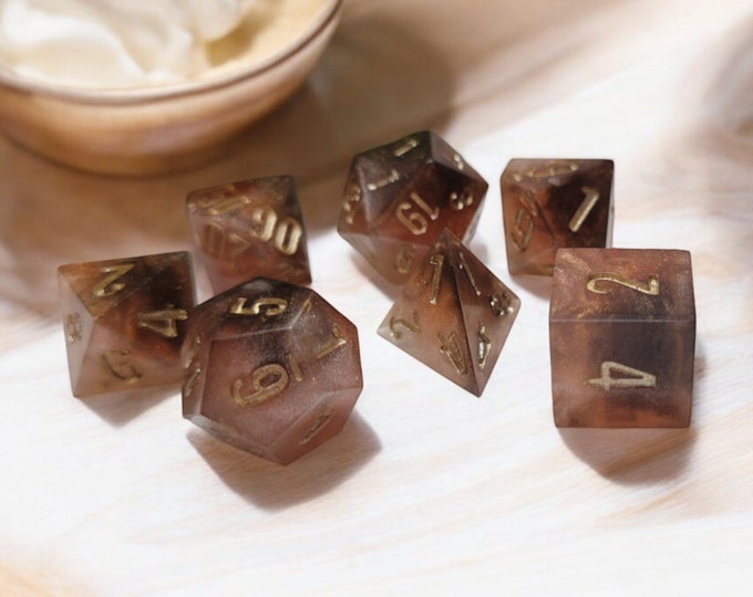 Coffee and Cream, Dice Set, Sharp Edge Dice set, RPG Dice Set