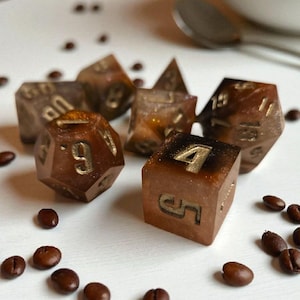 Coffee & Cream Resin Dice Set: Sharp Edge RPG Dice