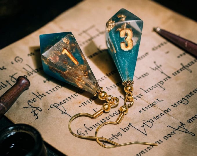 Relics of Casting | Handmade D&D Dice Earrings | Resin Polyhedral Dice Jewelry | RPG Gamer Gift | Fantasy Earrings | Tabletop Gaming