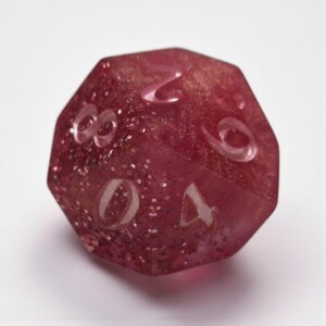 Heart of the Veil RPG Dice Set - Pink Glitter Sharp Edge Resin Polyhedral Dice image 5