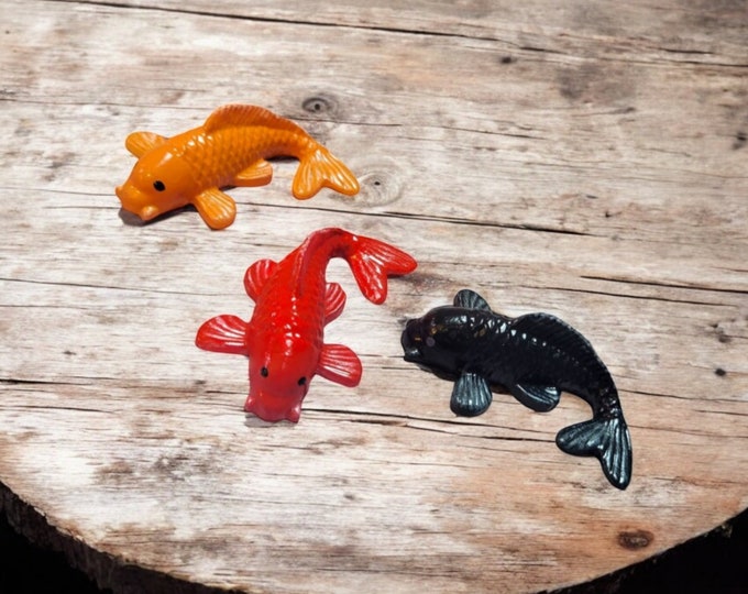 Mini Koi Fish Solid Colors, Resin Set of 3, Pond Décor, Water, Sinking, Zen Garden
