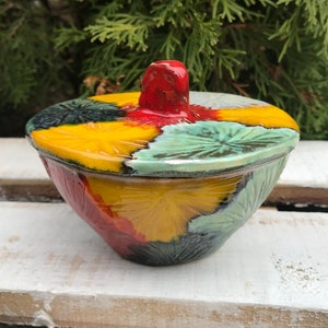 Handmade Ceramic Sugar Bowl ,Sugar jar colorfull,Sugar bowl with lid,Keeper,Unique Pottery Bowl,Wedding Gift, Kitchen Canister, Serving Bowl
