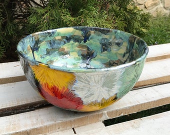Colorful Bowl, Ceramic Art, Ceramic Bowl, Modern Pottery, Fruit Bowl, Unique Housewarming Gift, Home Decor, Handmade Gift, Pottery Art Bowl