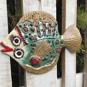 Ceramic Fish Wall Decor Fish Zodiac decor Fish Rustic home decor Clay Fish Gift Bathroom Decor Fish Coastal decor Animals fish decor