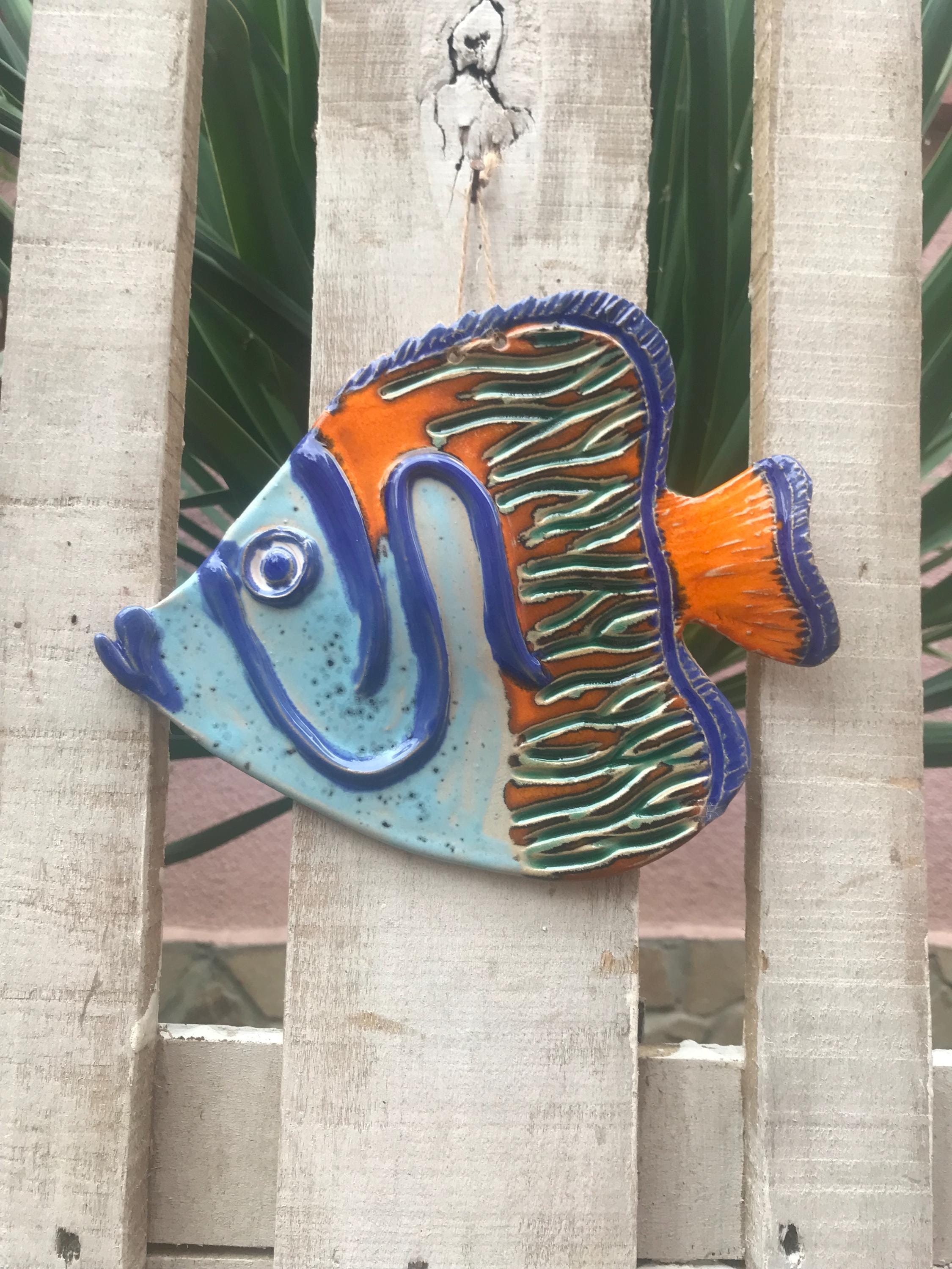 壁掛け　魚アート陶板 魚 - s156 壁飾り 陶器 壁掛け : – 壁掛けの通販 | イタリア陶器口あけ