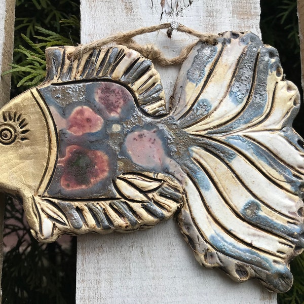 Ceramic Fish Wall Decor Fish Zodiac decor Fish Rustic home decor Clay Fish Gift Bathroom Decor Fish Coastal decor Animals fish decor