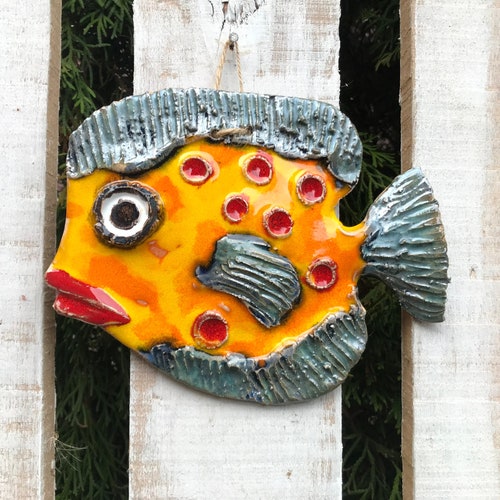 Ceramic Fish Wall Decor Fish Zodiac Decor Fish Rustic Home Etsy