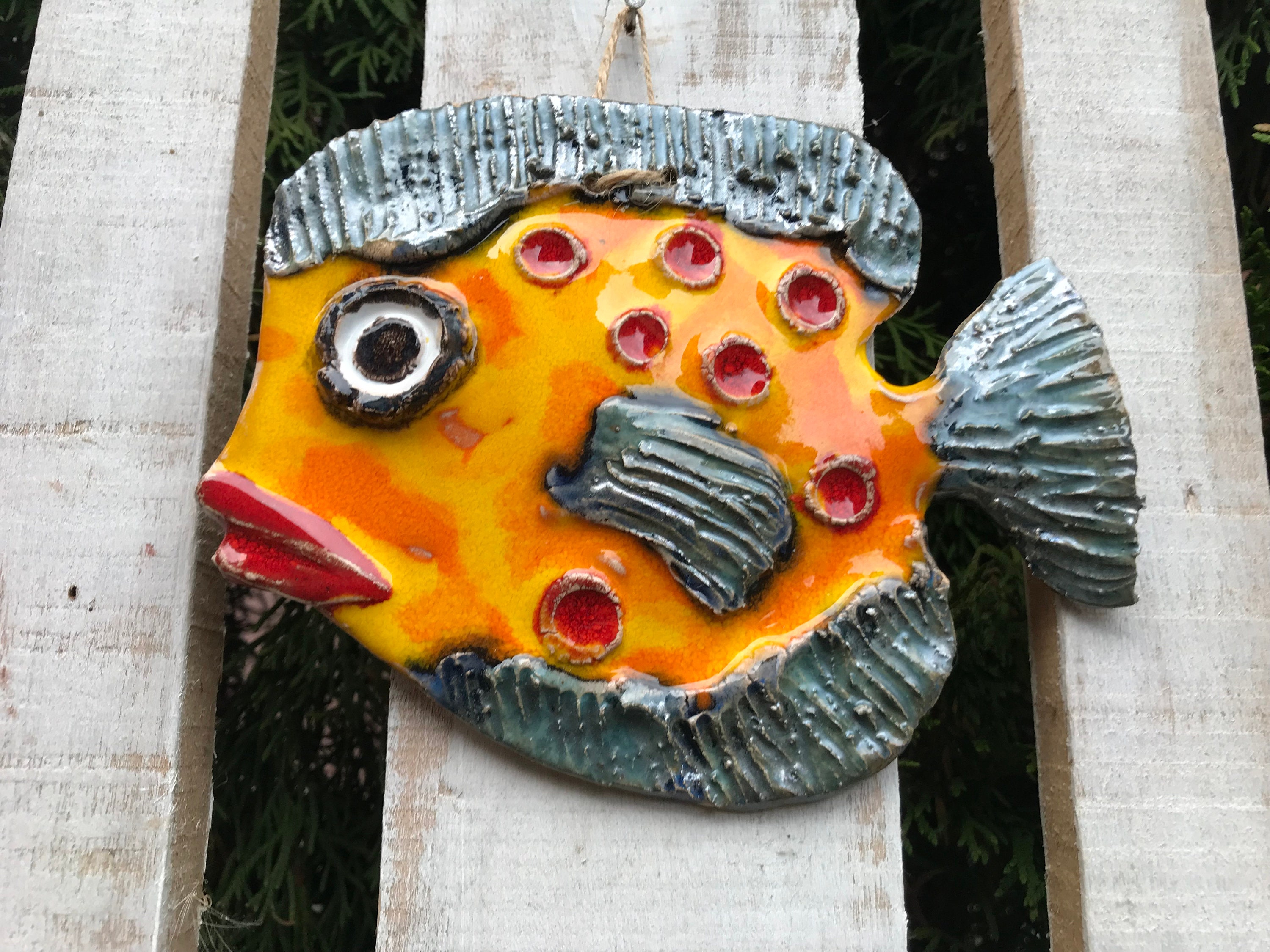 Ceramic Fish Wall Decor Fish Zodiac Decor Fish Rustic Home Decor Clay ...