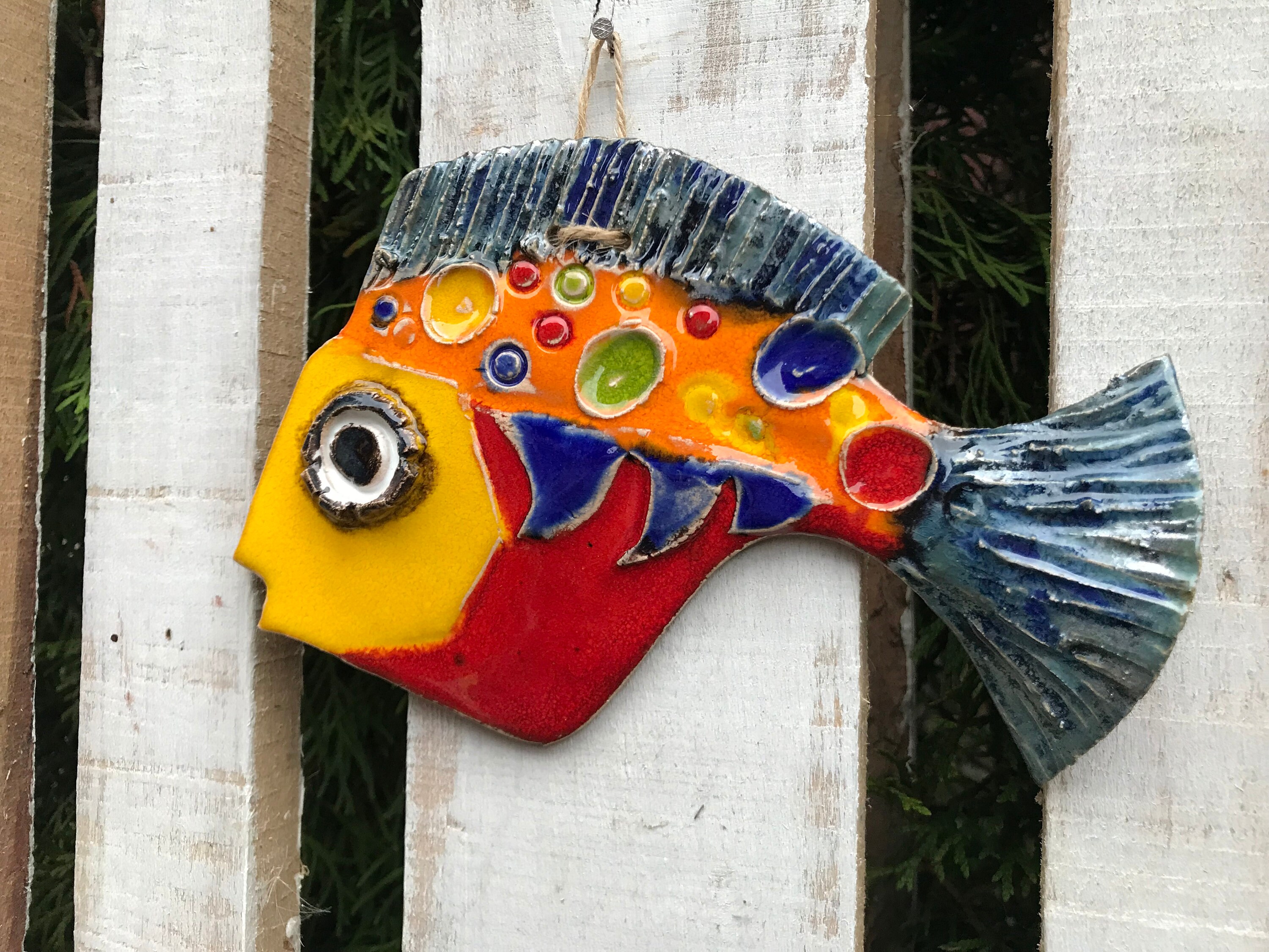 福袋・半額ポスター - クリーニング屋さん専用の通 Wall Fish Ceramic Decor Home Rustic Fish Decor Zodiac Fish 立体・オブジェ