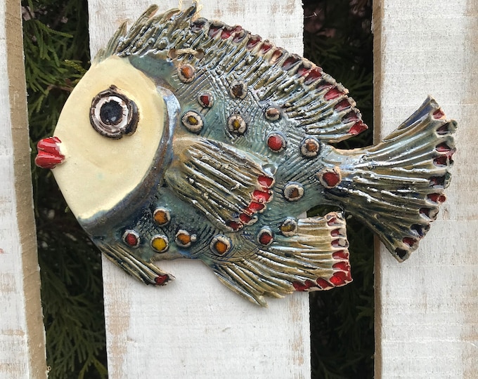 Ceramic Fish Wall Decor Fish Zodiac Decor Fish Rustic Home Decor Clay