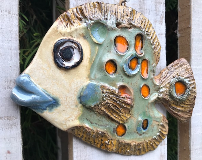 Ceramic Fish Wall Decor Fish Zodiac Decor Fish Rustic Home Decor Clay
