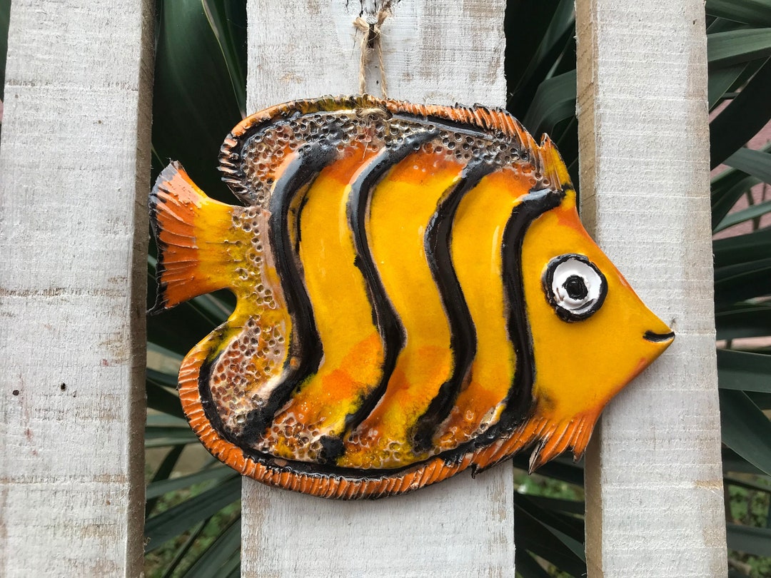 Ceramic Fish Wall Decor Fish Zodiac Decor Fish Rustic Home Decor Clay