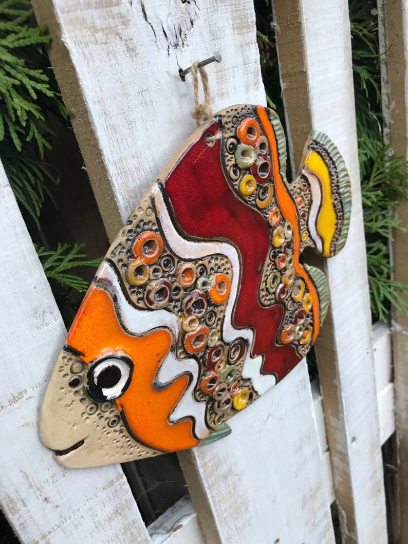 Ceramic Fish Wall Decor Fish Zodiac Decor Fish Rustic Home Etsy