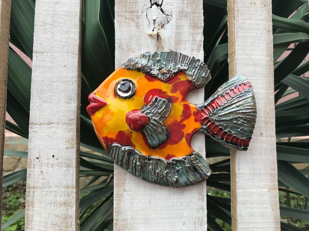 Ceramic Fish Wall Decor Fish Zodiac Decor Fish Rustic Home Decor Clay
