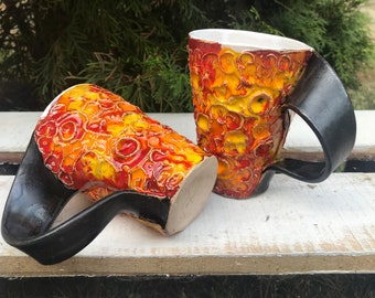 Handgemachte Keramik Kaffeebecher, Strukturierte Keramik Teetasse
