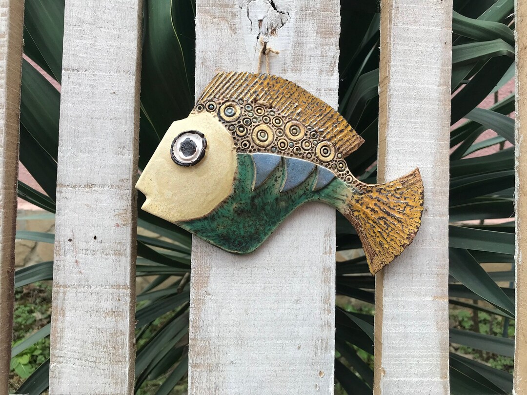 Ceramic Fish Wall Decor Fish Zodiac Decor Fish Rustic Home Decor Clay