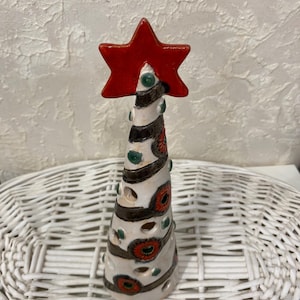 Handmade ceramic Christmas tree candle holder, , tealight lantern