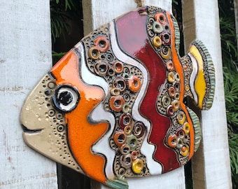 かわいい陶器の魚 / 陶器の魚 / 手作りアート / 魚のギフト