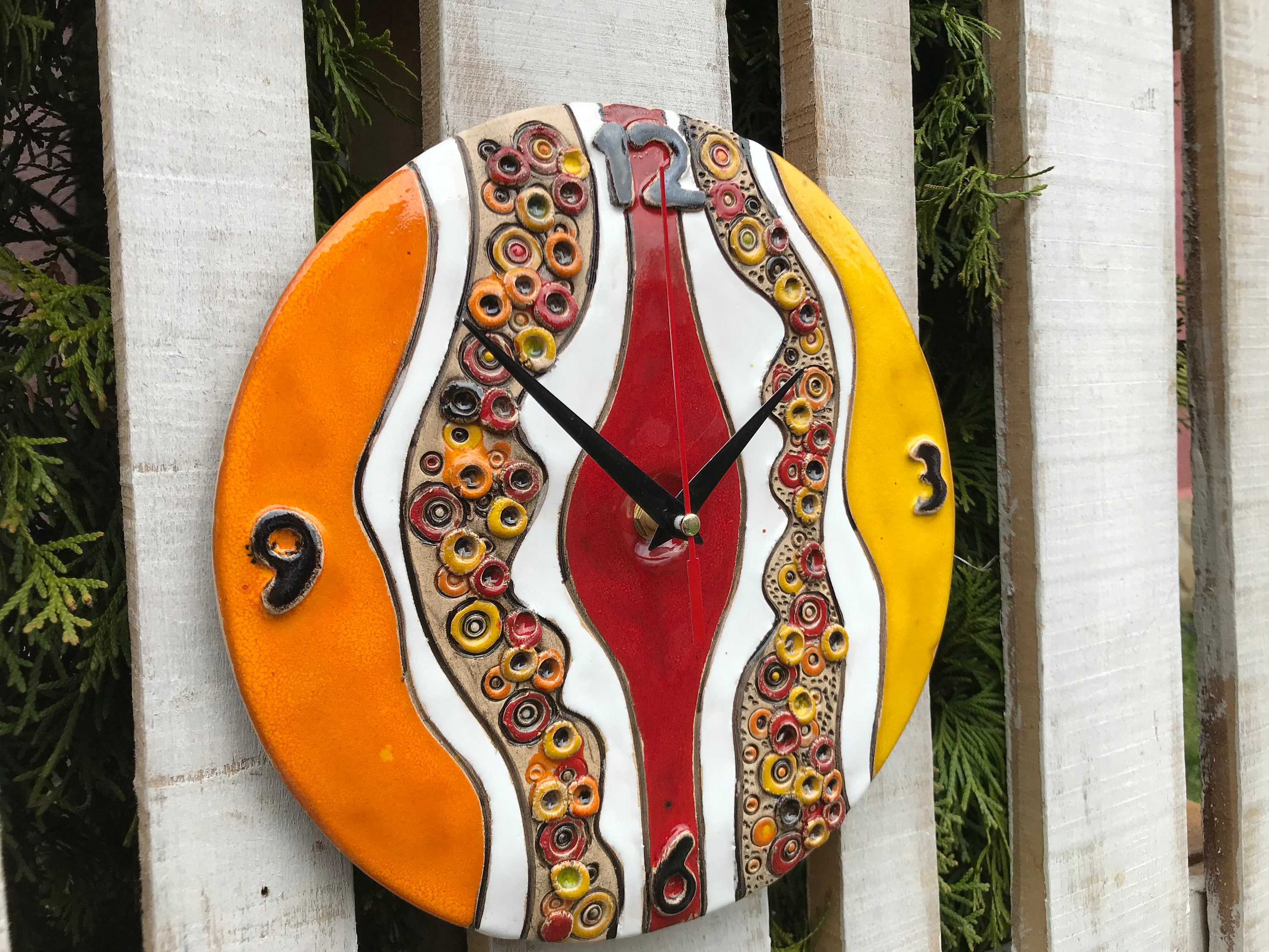 Unique Wall Clock Clock Art Ceramic Clock Home Decor Etsy UK