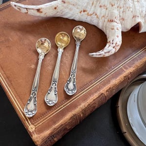 Marvelous CHANTILLY Individual Salt Spoon by GORHAM SILVER Sterling Silver with Gilt Bowl 2.75&quot;