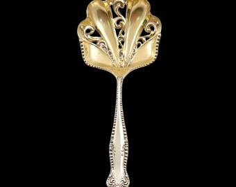 CANTERBURY Bon Bon/Nut Spoon by TOWLE Sterling Silver  with Gilt Scrolled Bowl 4 3/8"