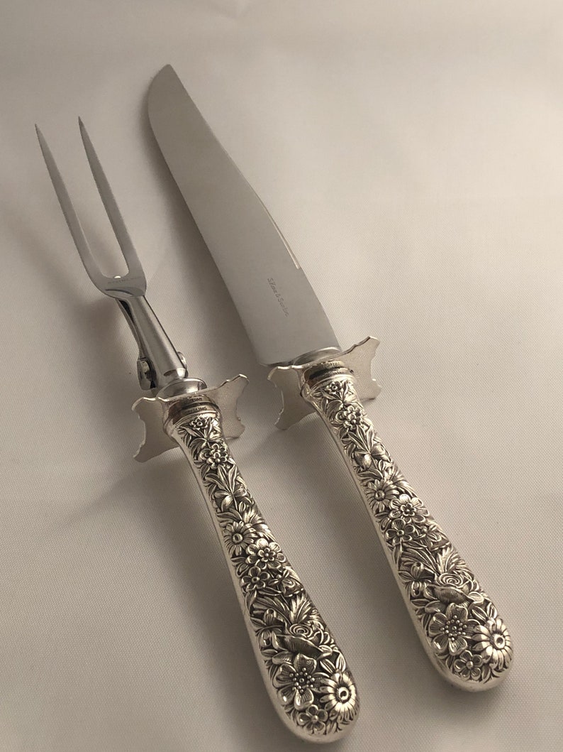 Rose by Stieff Sterling Silver Steak Carving Set 2-piece 9 3//4/"