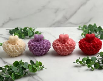 Handmade Heart Rose Ball Soy Candle with cotton wick and with any scent on your choice