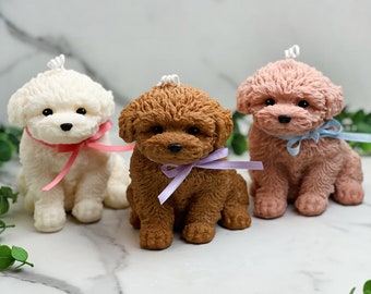 Handmade Big Teddy Dog Soy Candle with cotton wick and with any scent on your choice, Puppy Candle