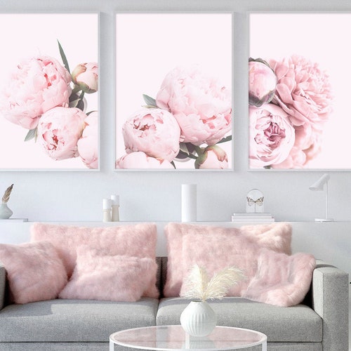Blush Pink Decor Blush Pink Wall Art 3 Poster Set Bedroom - Etsy