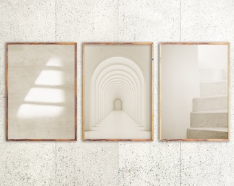 Minimal Prints Neutral Wall Art Bohemian Print Set of 3 Posters Neutral Bedroom Decor Beige Wall Art Minimalist Printable Boho Wall Art