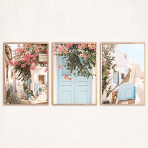 Greece Print Set of 3 Wall Decor Pink Bedroom Decor Greek Art Mykonos ...